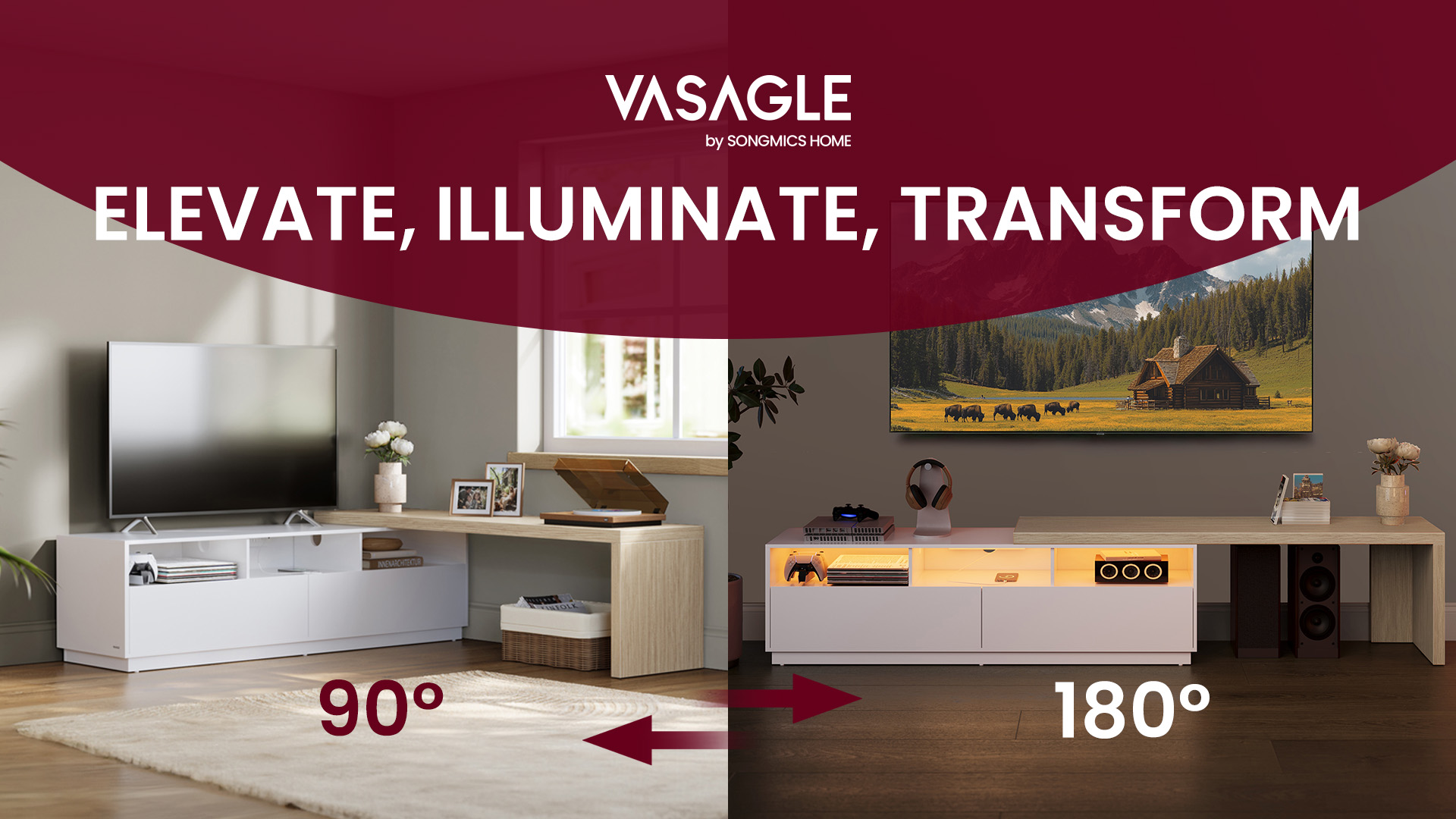 ワンズテーブルINAVANCE WHAT WE WANT TEN TO TEN Amazon.com: NTENSE Glitch Gaming TV Stand for TVs up to 60